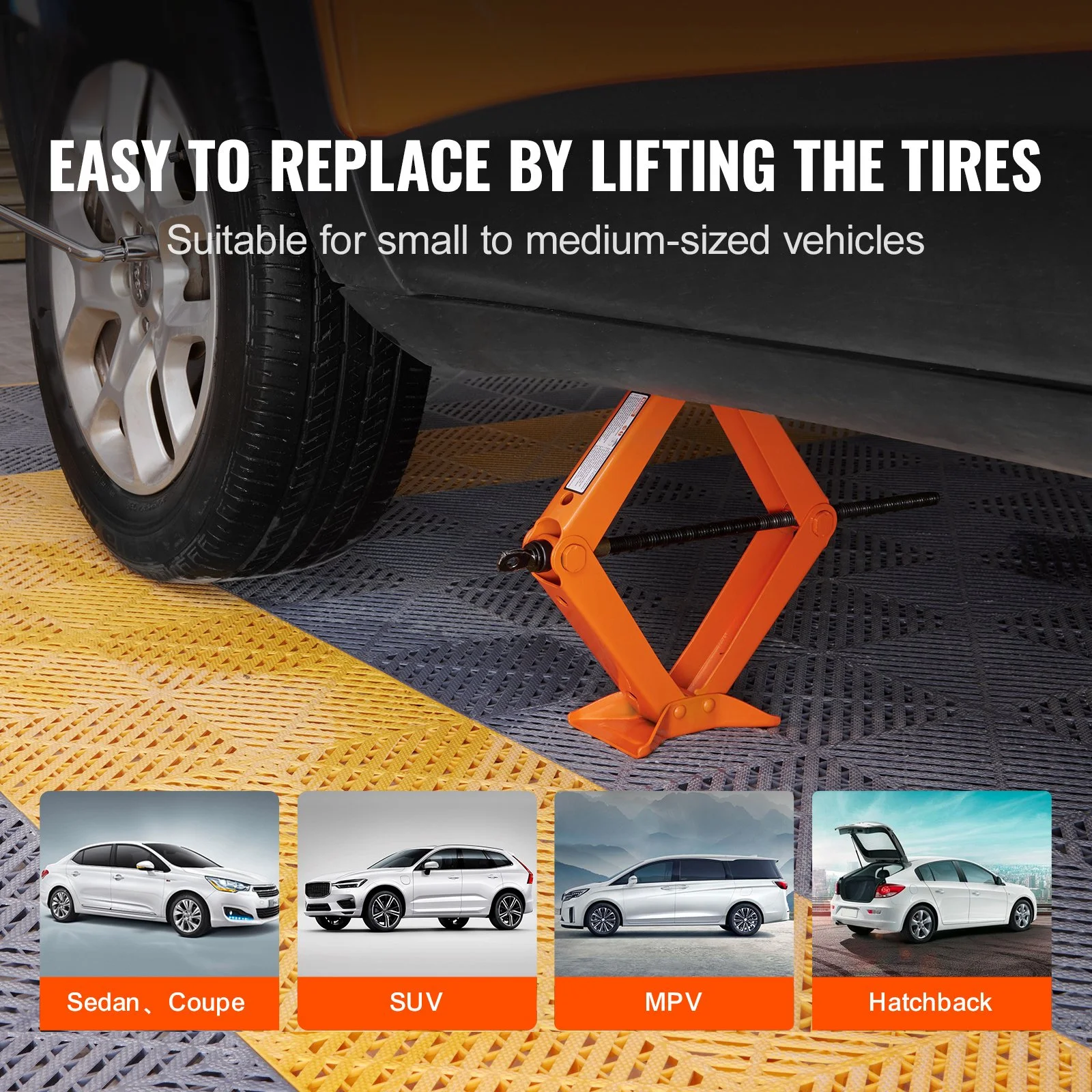 Heavy-Duty 2.5 Ton Scissor Jack with 3.7"-17.1" Lifting Range for Cars & Trucks
