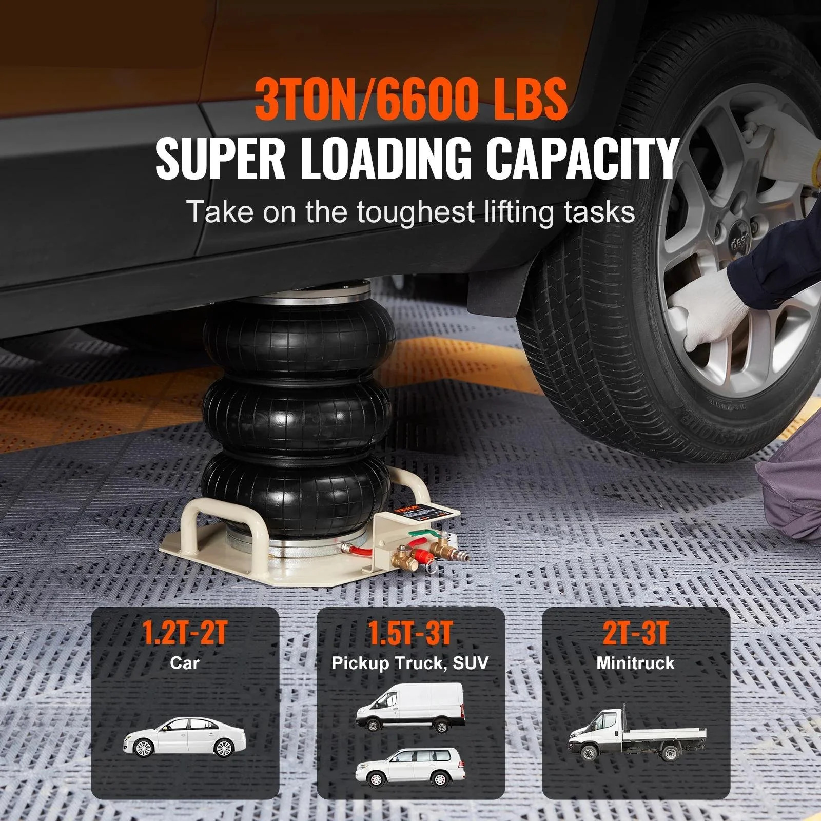 3 Ton Double Bag Air Jack with Fast 5-Second Lifting for Cars