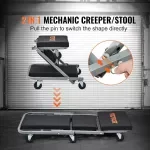 2-in-1 Rolling Mechanic Creeper and Seat, 300 lbs Capacity, Foldable & Low Profile