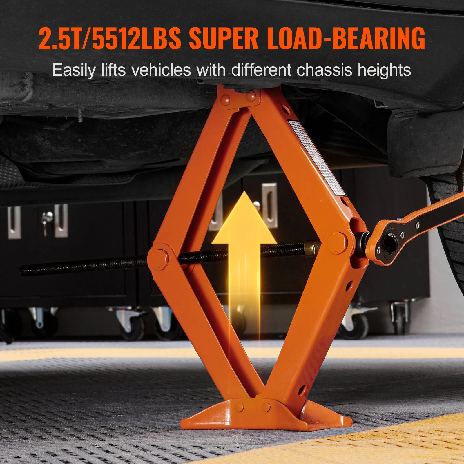 2.5 Ton Scissor Car Jack with Wrench Kit – 3.7" to 17.1" Lift Range