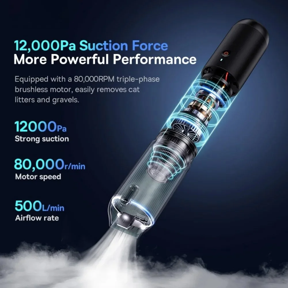 Portable Wireless Car Vacuum Cleaner with Powerful Suction and 4-in-1 Use
