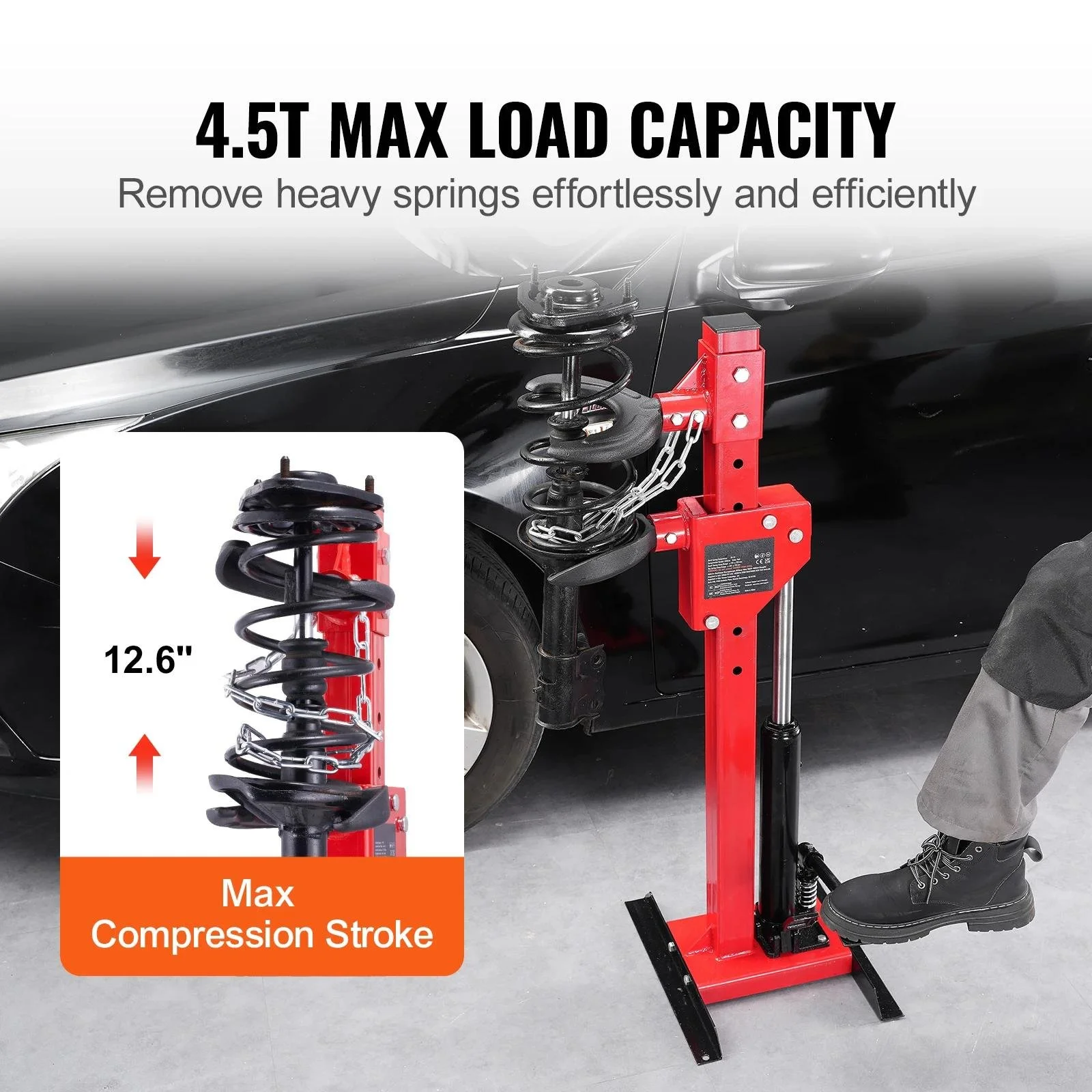 Heavy-Duty Hydraulic Strut Coil Spring Compressor