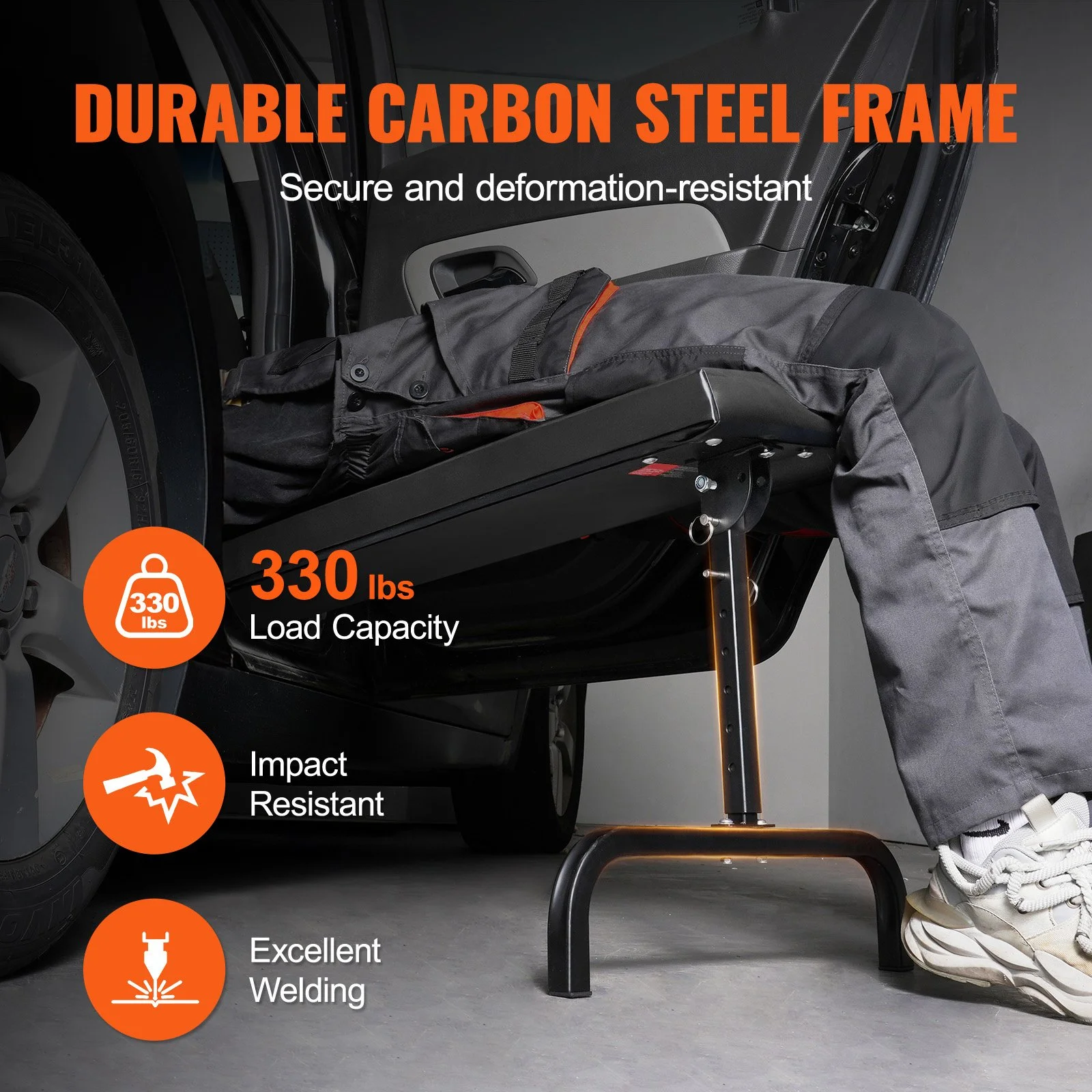 Adjustable Under Dash Creeper 40" with 6 Height Levels for Car & Truck Work