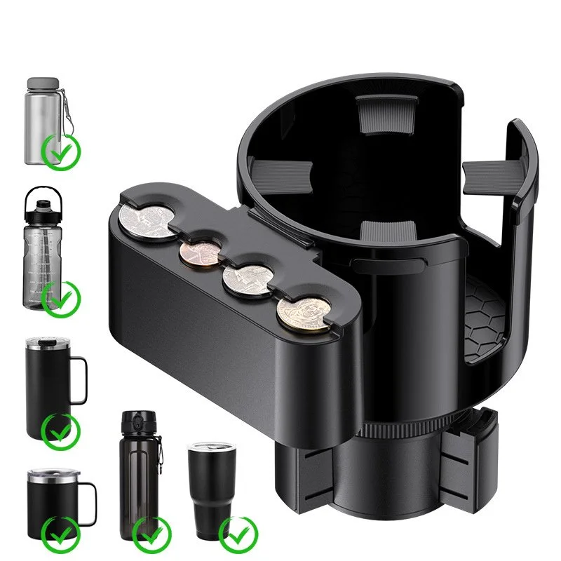 Car Cup Holder Expander with Coin Storage