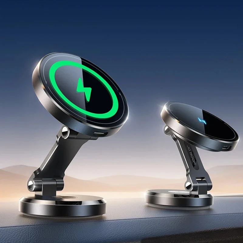Foldable Magnetic Car Phone Holder with 15W Fast Wireless Charging