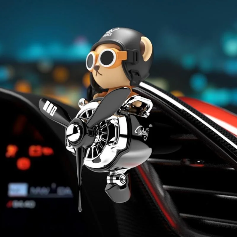 Bear Pilot Car Air Freshener Vent Clip – Cool Retro Car Perfume Decoration