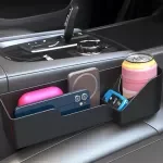 Universal Car Seat Gap Filler with Cup Holder and Side Storage Box