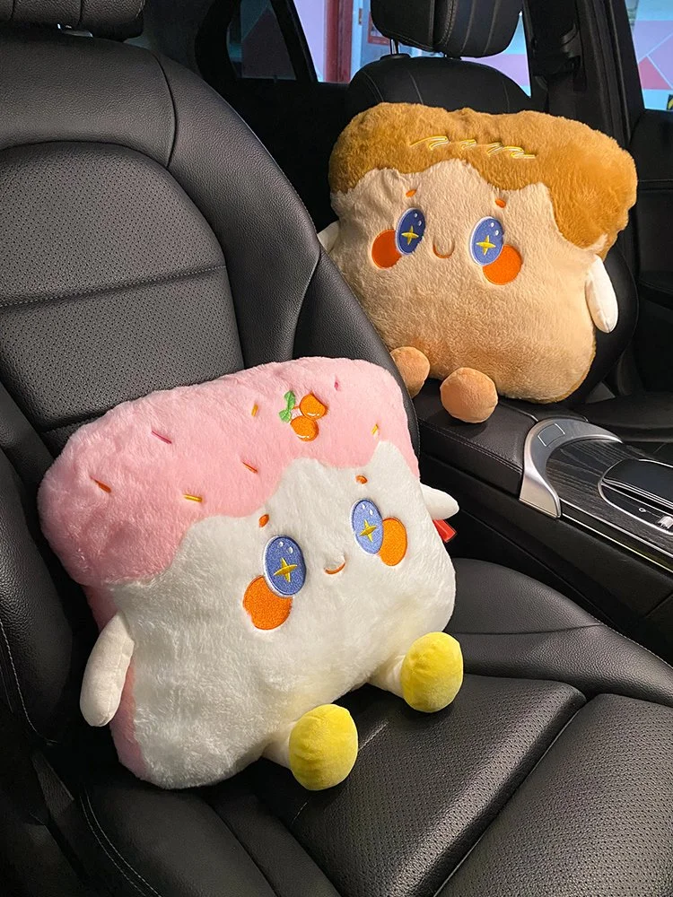 Cute Cartoon Toast Lumbar Support Pillow - Soft Multifunctional Waist Pad
