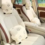 Cartoon Plush Car Neck and Lumbar Support Pillow Set – Soft Headrest & Waist Cushion