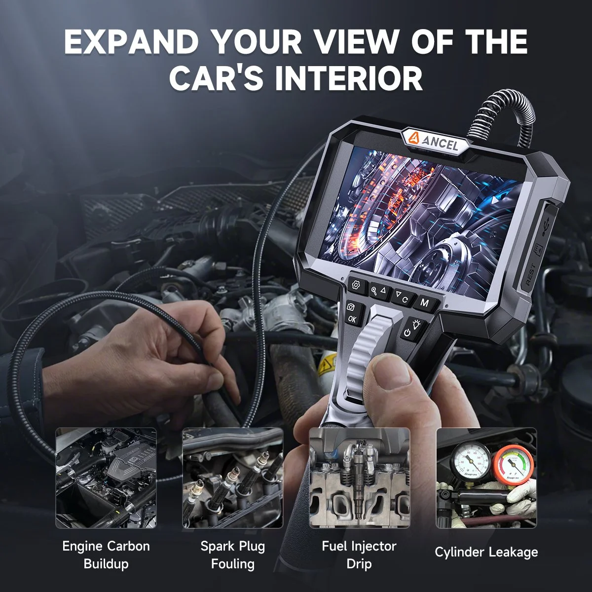 HD 1080P Articulating Borescope Camera with 6.2mm Lens & Waterproof Probe