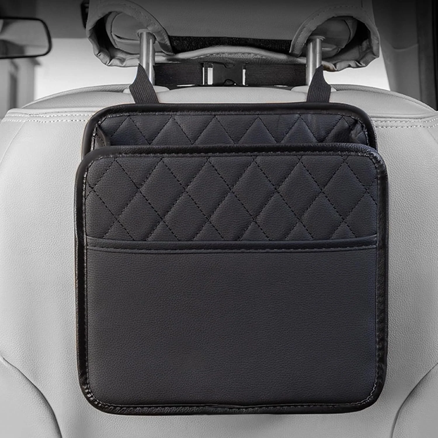 Premium Multifunctional Leather Car Seat Storage & Trash Organizer