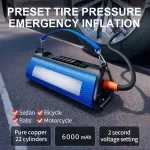Portable Multi-Function Car Air Pump Inflator with LED Light for Outdoor Use