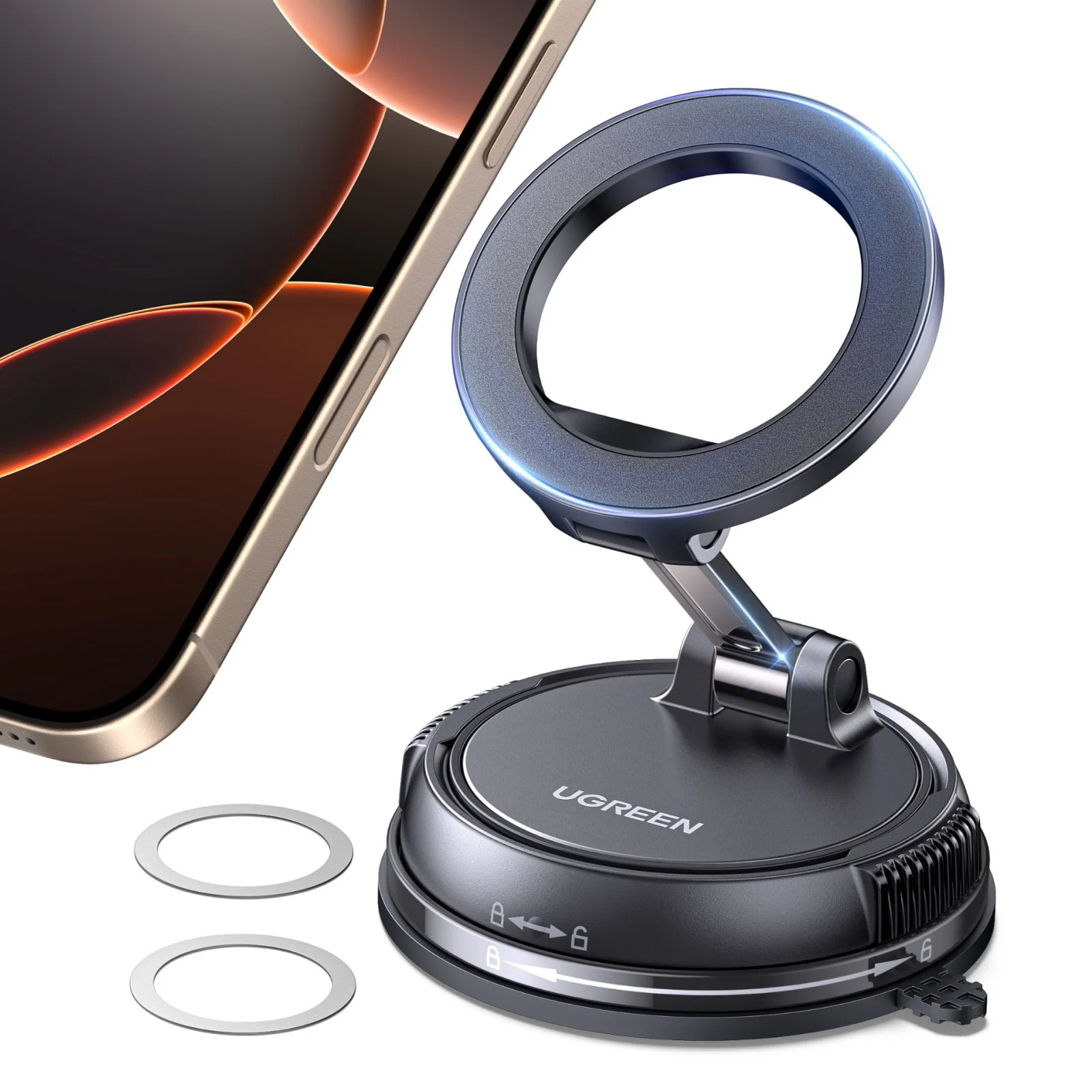 Magnetic Car Phone Mount 360° Rotating Dashboard Holder for Magsafe Phones