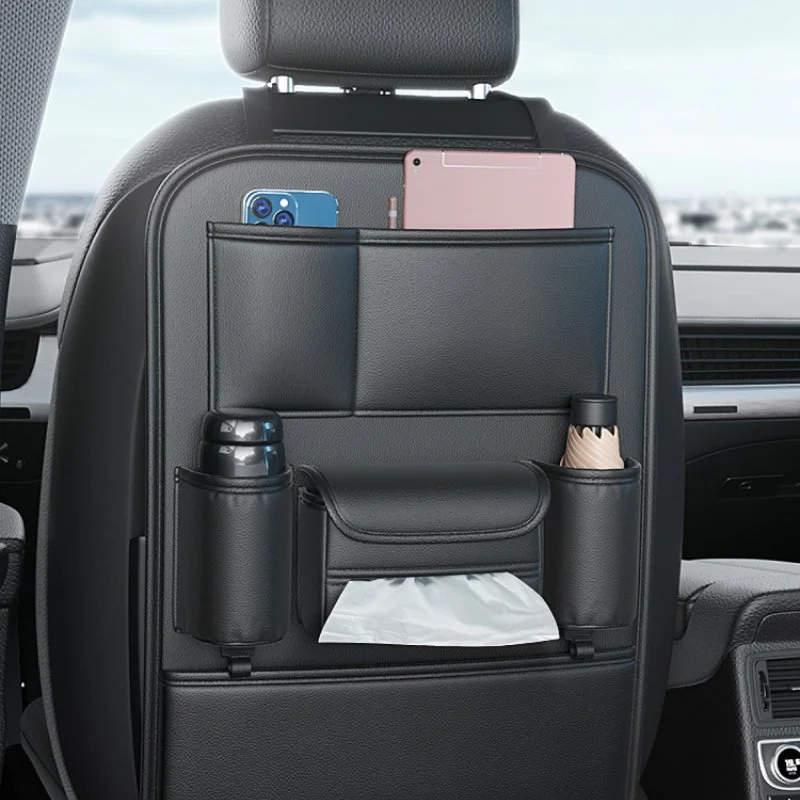 All-in-One Car Seat Back Organizer with 6 Pockets, Tissue & Cup Holder
