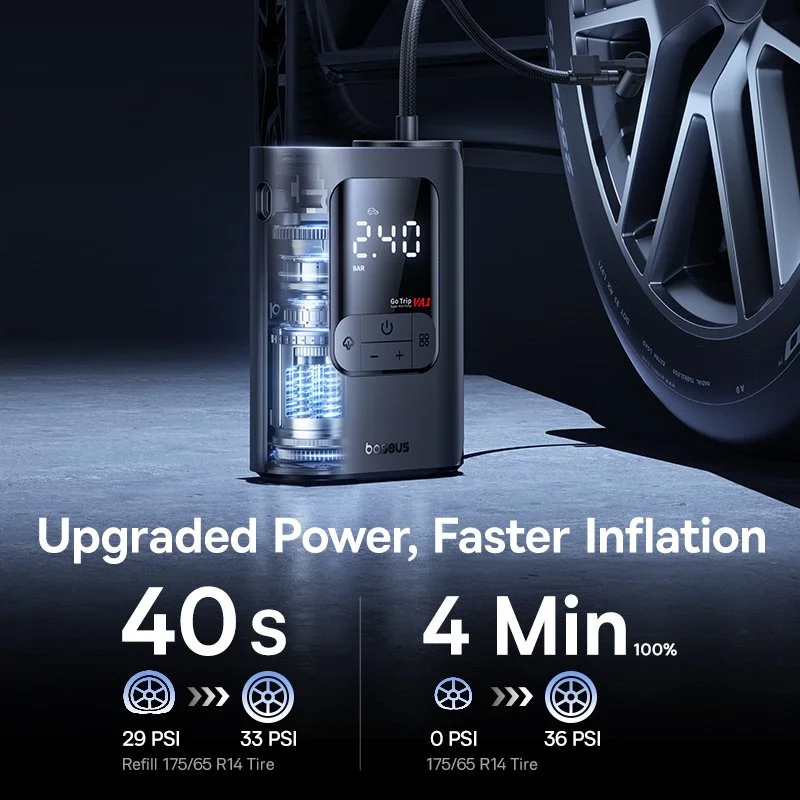 Portable Air Pump with 7500mAh Battery - Quick Tire Inflator for All Uses