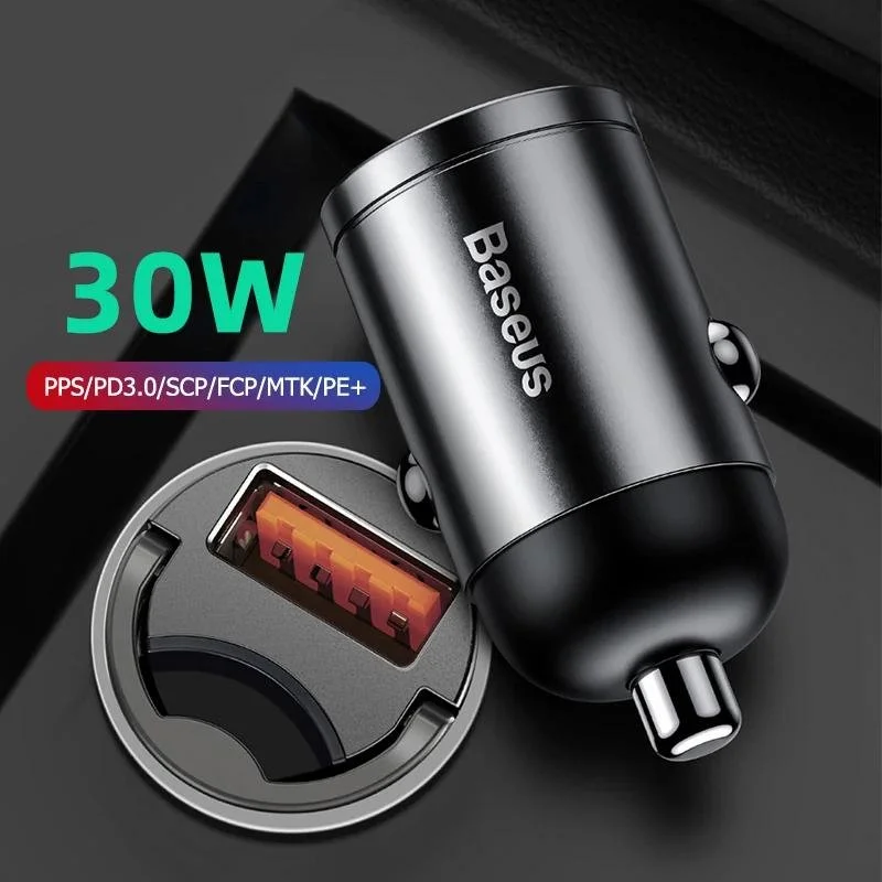 30W Fast Car Charger with Quick Charge 4.0 and Type-C Adapter