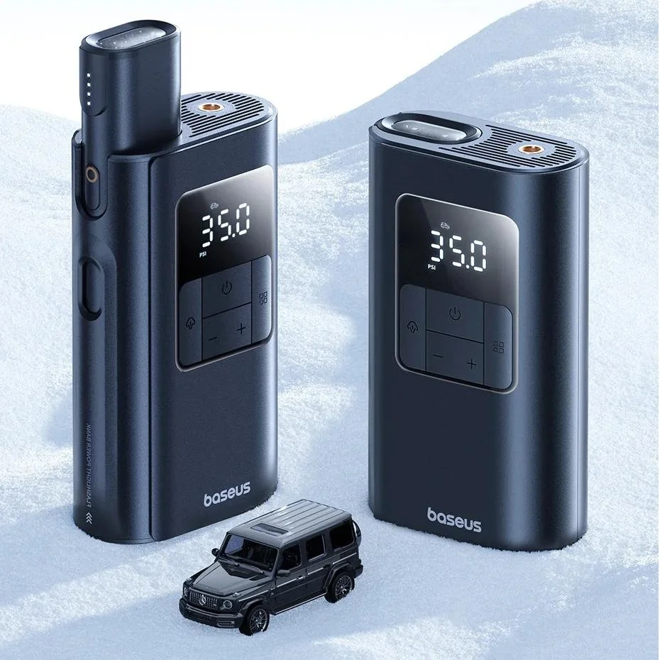 2-in-1 Wireless & Wired Tire Inflator with Power Bank and Flashlight