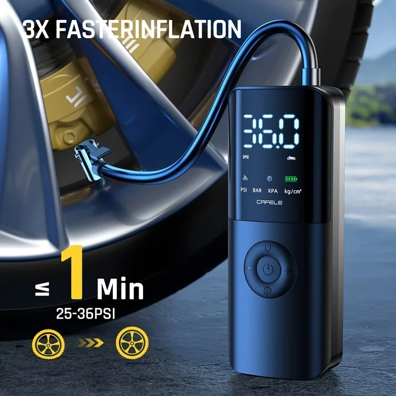 12V Wireless Car Air Compressor – Portable Electric Tyre Inflator with Digital Display