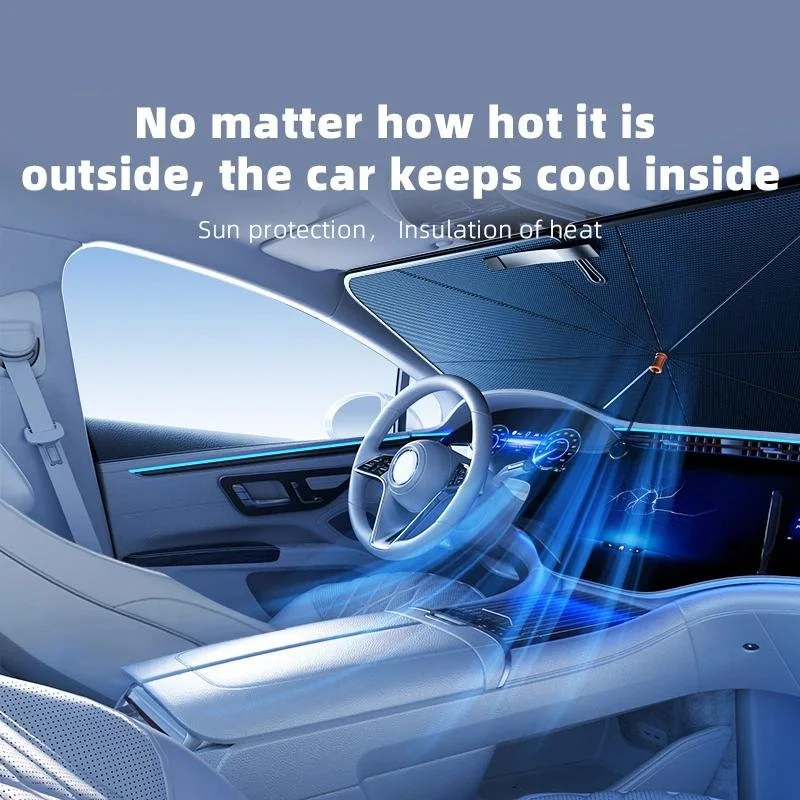 Double-Layer Car Windshield Sunshade - UV Protection with Pull-Ring Handle