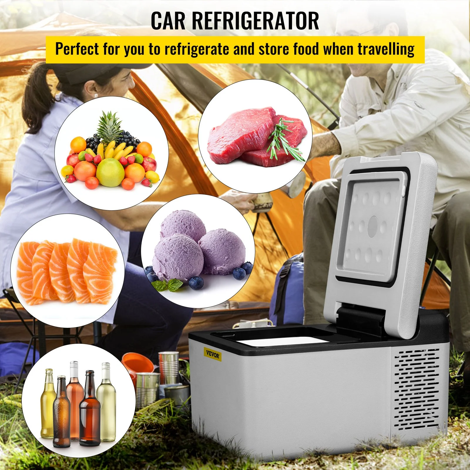 Portable Car Refrigerator Mini Fridge Freezer 15L Compressor Cooler
