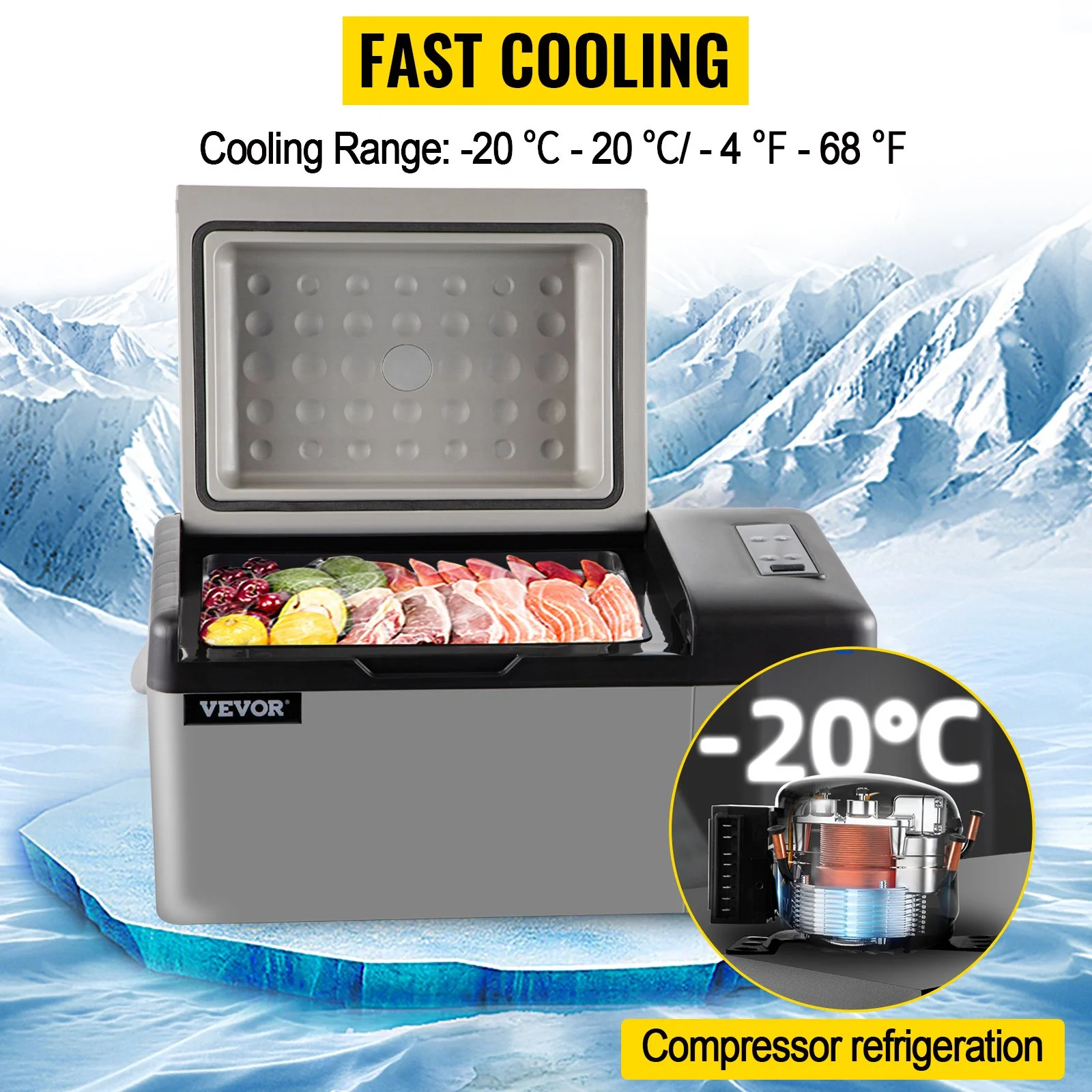 Portable Car Refrigerator Mini Fridge Freezer 20L Compressor Cooler