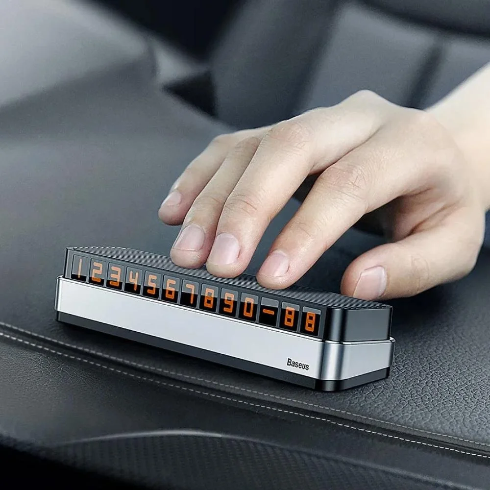 Car Temporary Parking Card with Luminous Phone Number Plate – Night Light Sticker
