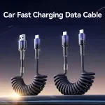 Super Fast 60W USB-C PD Telescopic Car Charging Cable for iPhone & Android