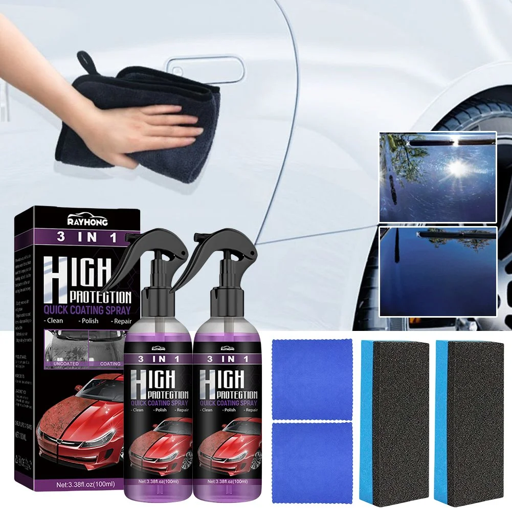 2 Set 3-in-1 Nano Ceramic Coating Spray with Scratch Repair and Shine Restore