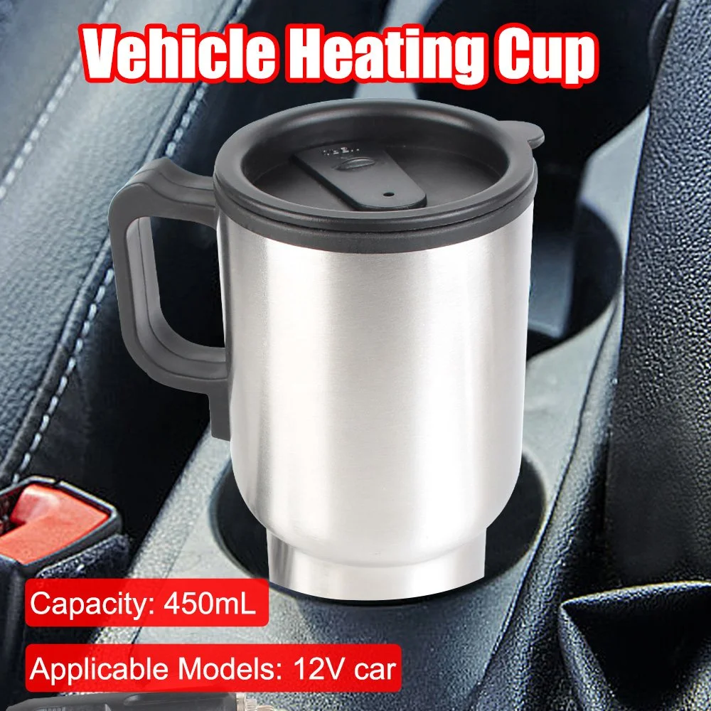 12V Portable Electric Heating Car Kettle Stainless Steel Travel Mug 450ml