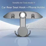 Car Rear Seat Hook & Phone Holder for Tesla Model 3/Y Highland - Black