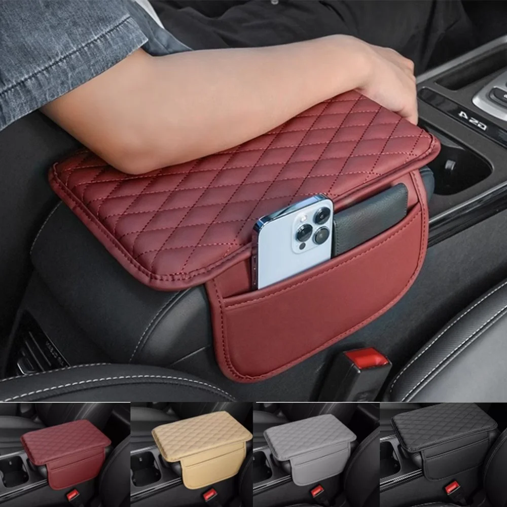 Car Armrest Box Heightening Pad with Storage Pocket