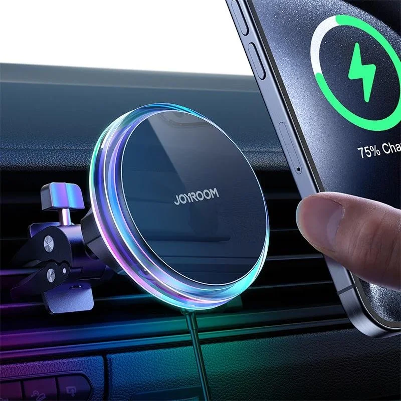 Magnetic Car Phone Holder Wireless Charger with Crystal Lighting