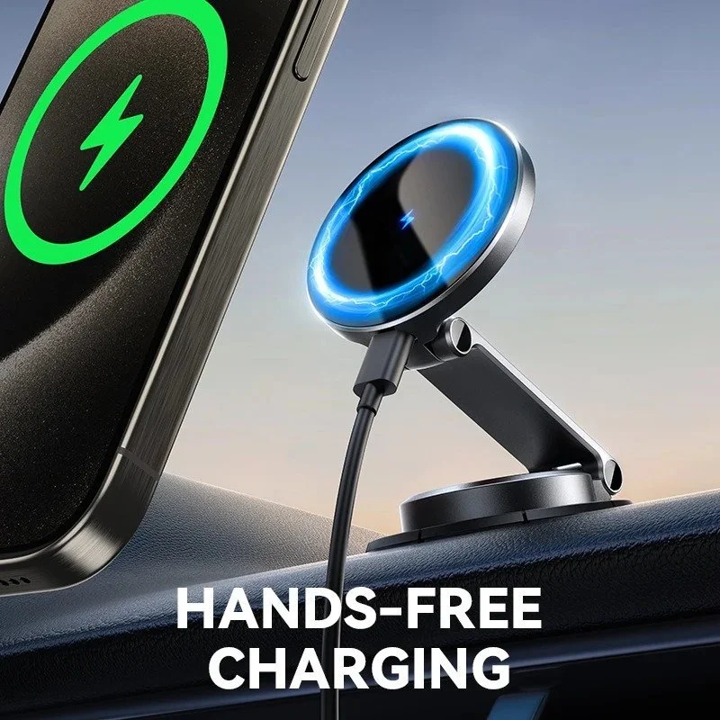 15W Wireless Magnetic Car Phone Holder with 360° Rotation