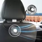 Dual Head USB Car Fan with 3-Speed 360° Adjustable Cooling for Rear Seat