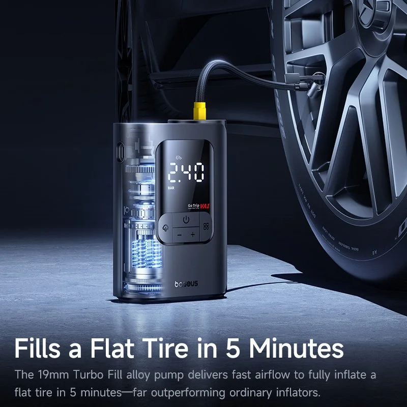 Portable Wireless Digital Tire Inflator with LCD Display & Fast Inflation