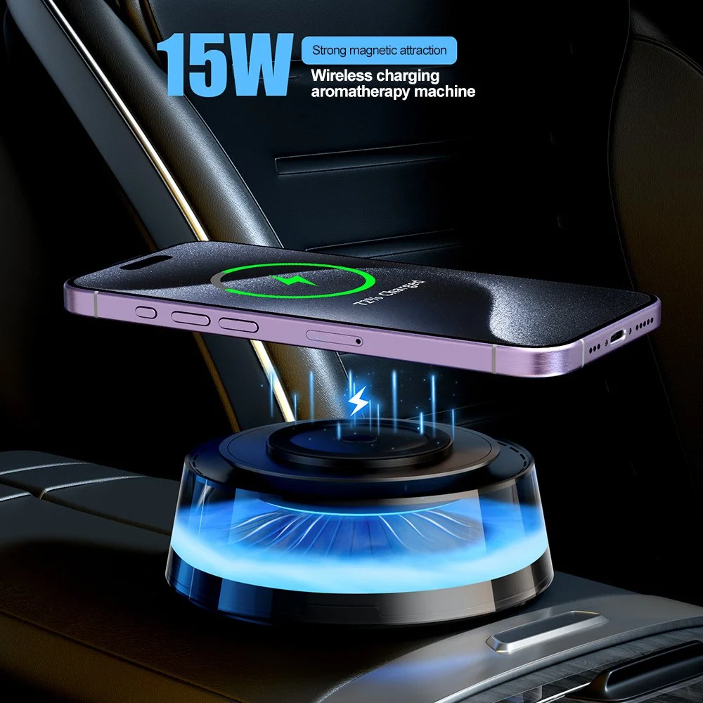 Magnetic Wireless Car Charger with Aromatherapy Diffuser & Ambient Light