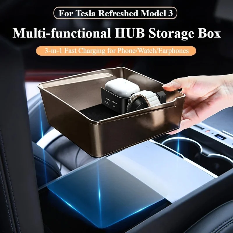 Tesla Model 3 Highland Center Console Organizer with Fast Charging