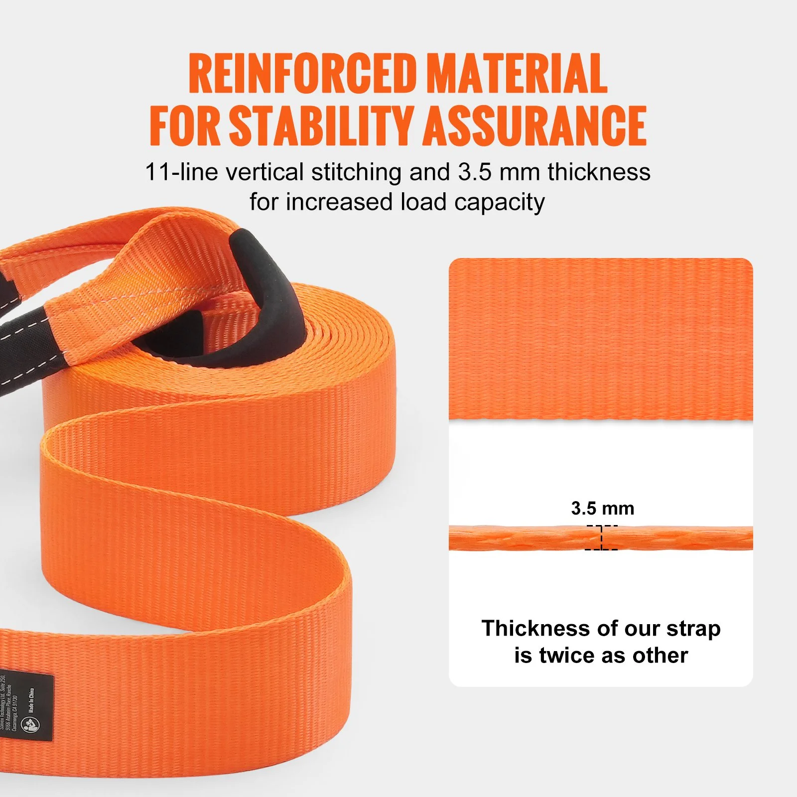 High-Strength Polyester Tow Strap Recovery Kit 30ft 36000 lbs for Car, Truck & SUV