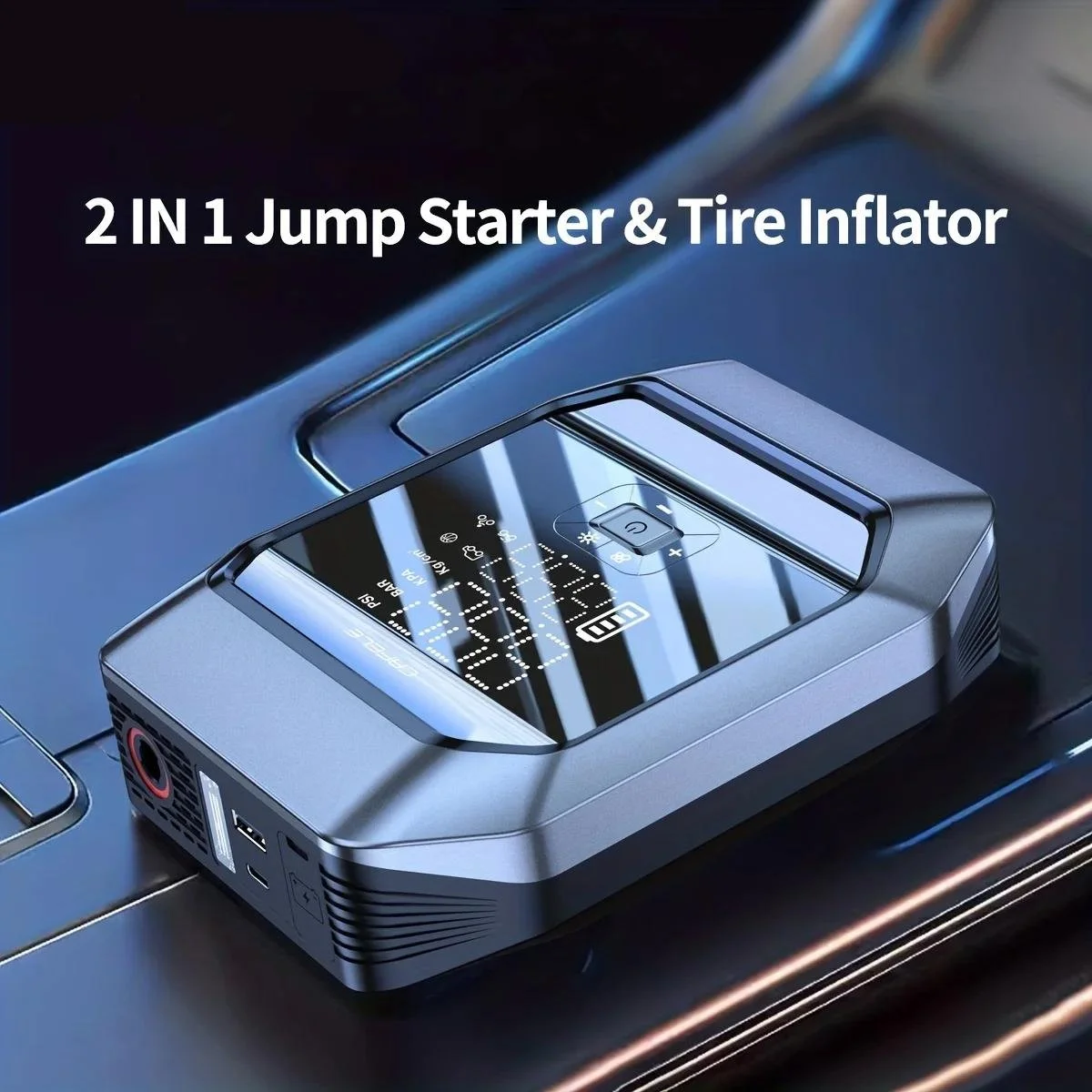 4-in-1 Portable 12V Air Compressor, Jump Starter, Flashlight & Power Bank
