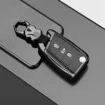 Premium Alloy Car Key Cover Case with Keychain for VW, Skoda, Seat, Golf, Tiguan