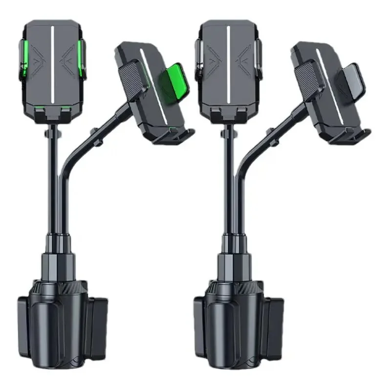 Adjustable Car Cup Holder Phone Mount with Double Head & Flexible Gooseneck