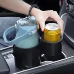Car Drink Holder - Dual Cup Car Organizer for Water Bottles, Anti-Spill & Adjustable