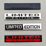Limited Edition 3D Chrome Silver Black Red Car Emblem Badge - 2PCS Metal Aluminium Stickers