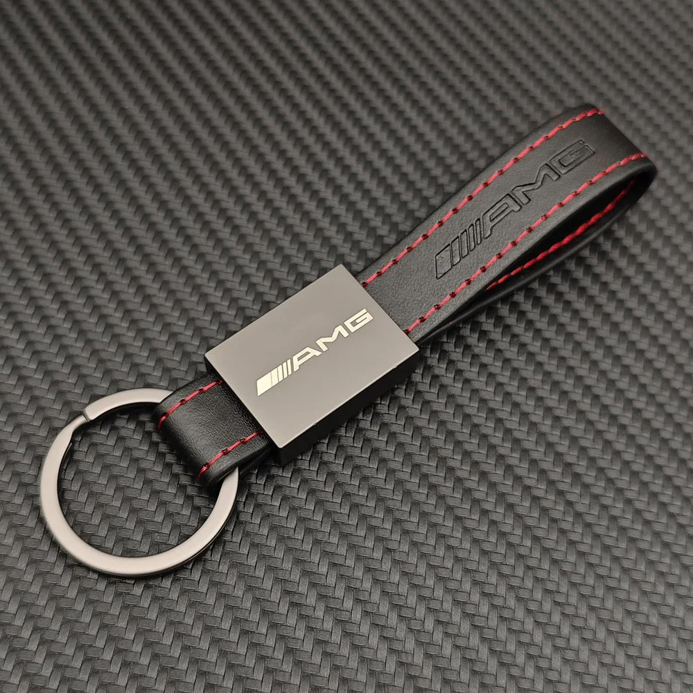 Luxury Leather Car Keychain for Mercedes Benz - Elegant Key Ring for AMG & More