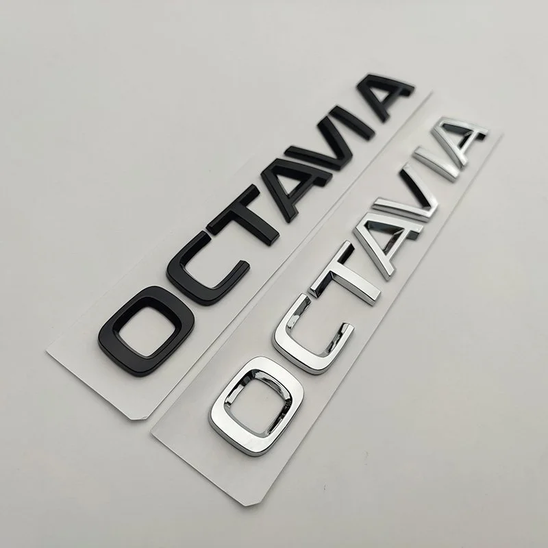 3D Chrome Black Logo Octavia Rear Trunk Sticker for Skoda - Car Emblem