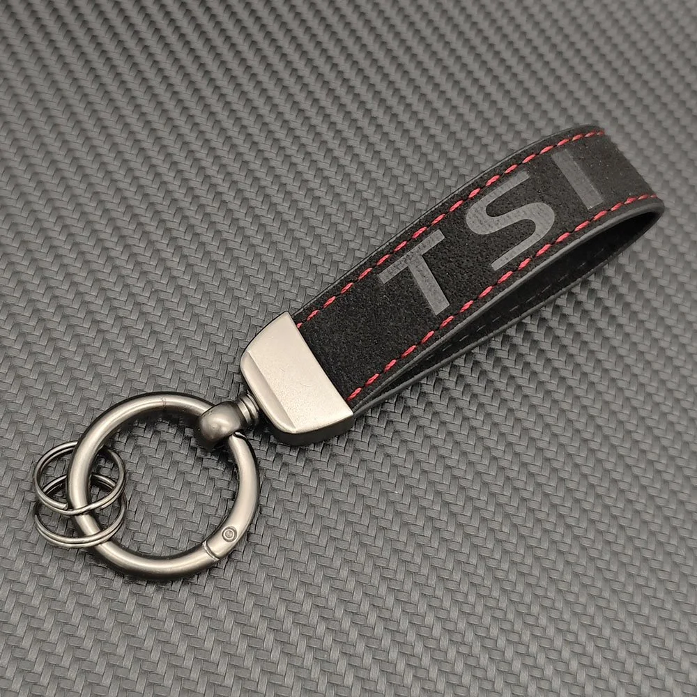 Leather Black TSI Keychain for Car Key Ring Accessory