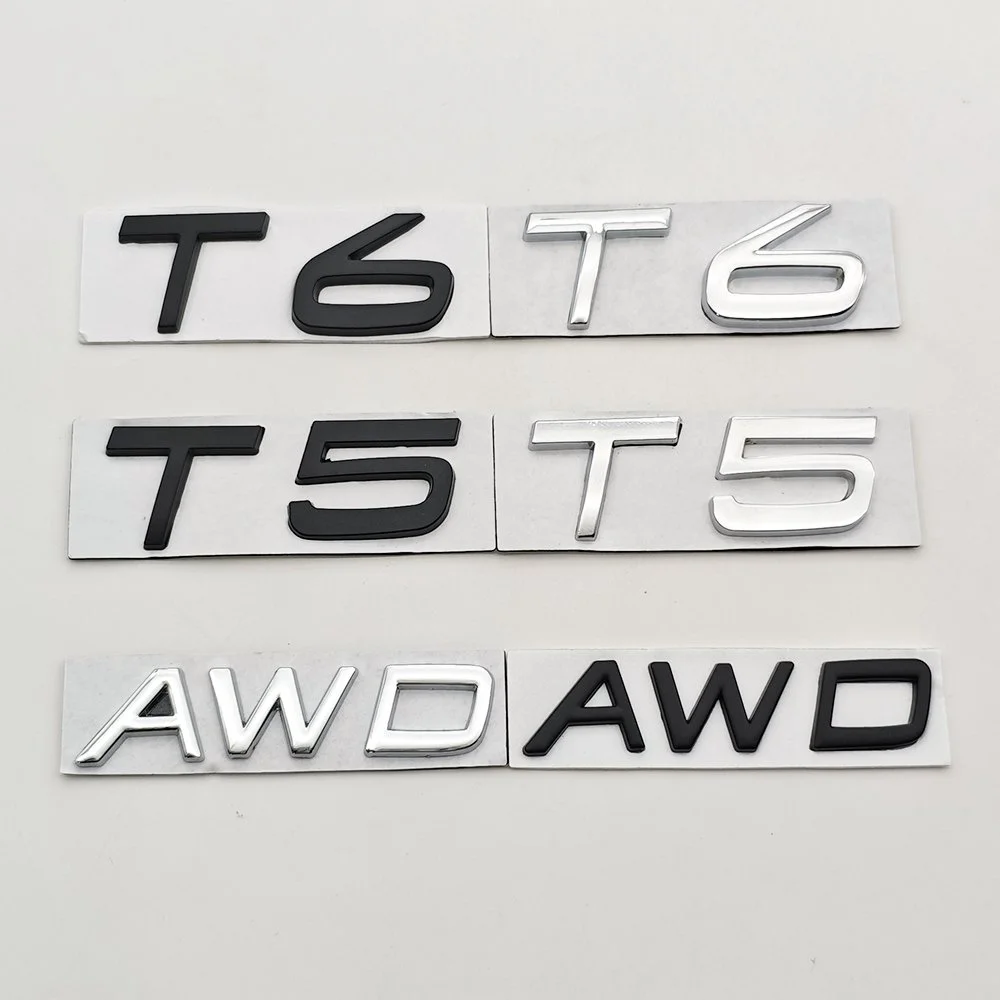 3D Metal Car Sticker Letters Logo AWD T5 T6 Emblem Badge Decals for Car