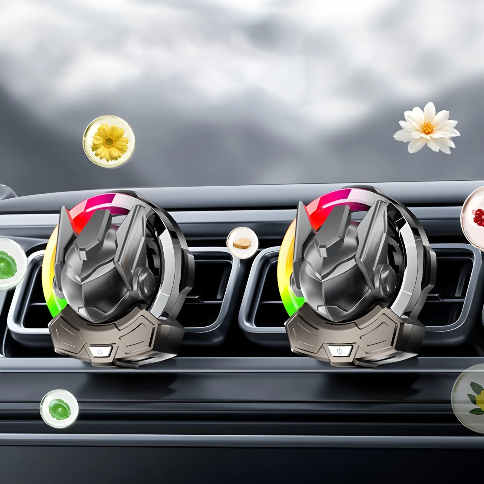 Car Vent Air Freshener with LED Light Effects - Compact Fragrance for Your Vehicle