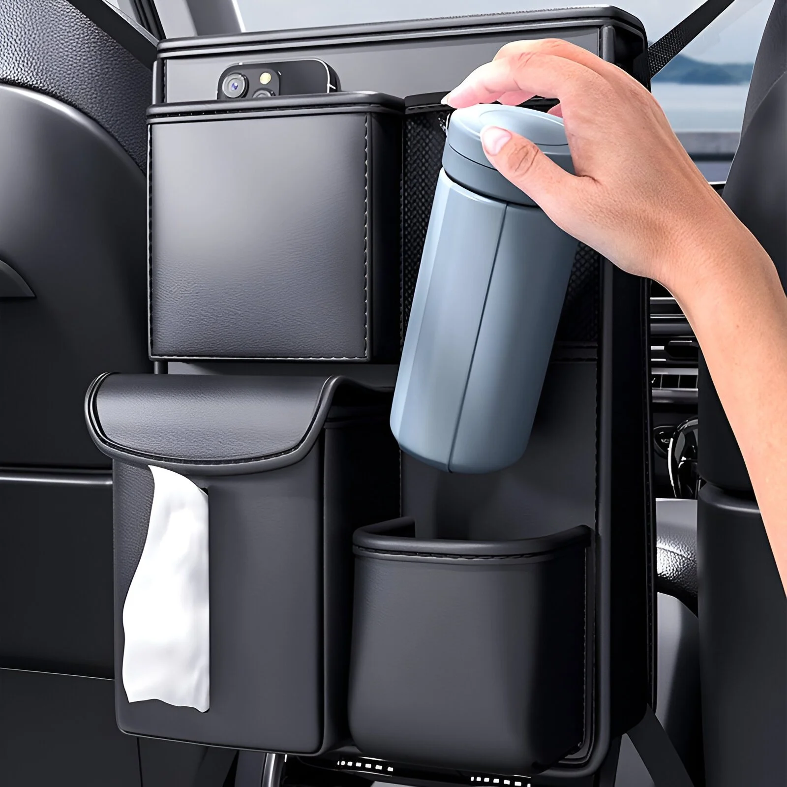 Car Front Seat Organizer Bag – Multifunctional Storage with Multiple Pockets