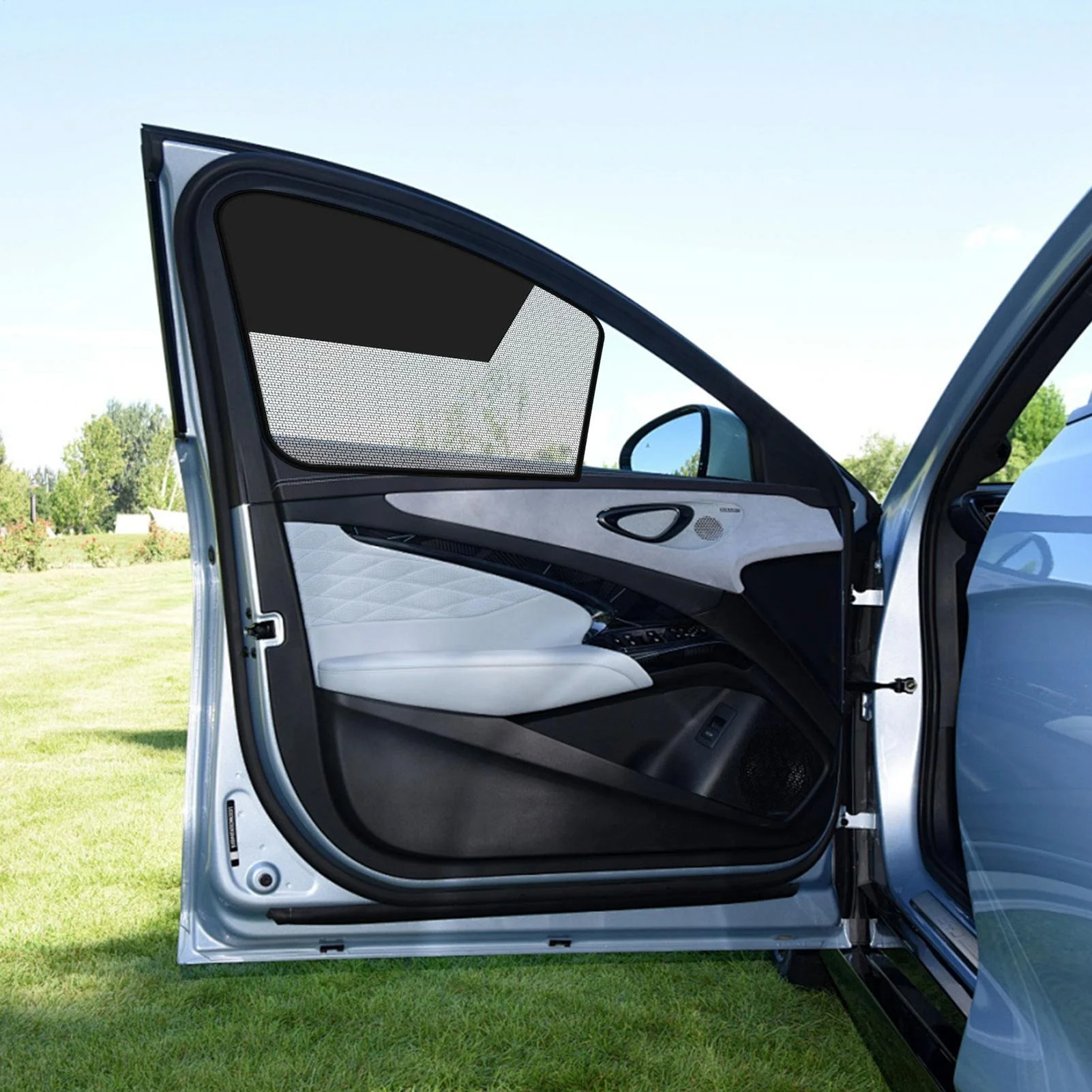 Magnetic Car Window Sunshade Curtains – UV Protection & Mosquito Repellent Mesh